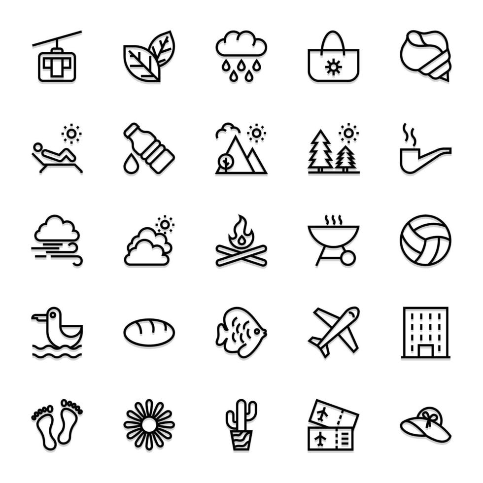 Outline icons for summer. vector