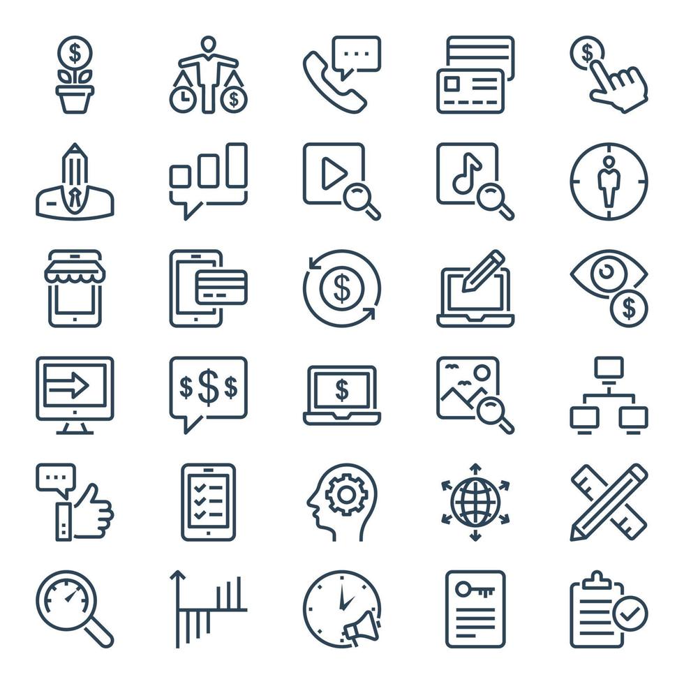 Outline icons for Seo and web. vector