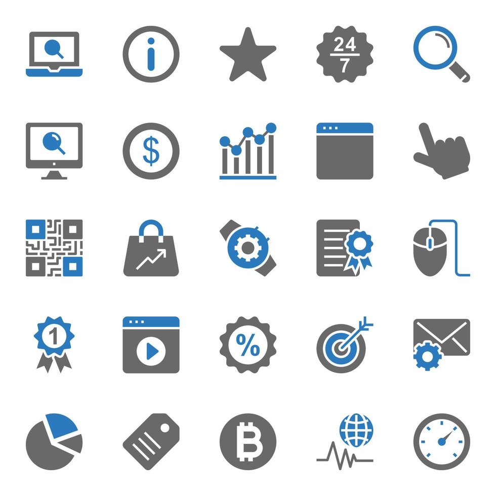 Two color icons for Seo and web. vector