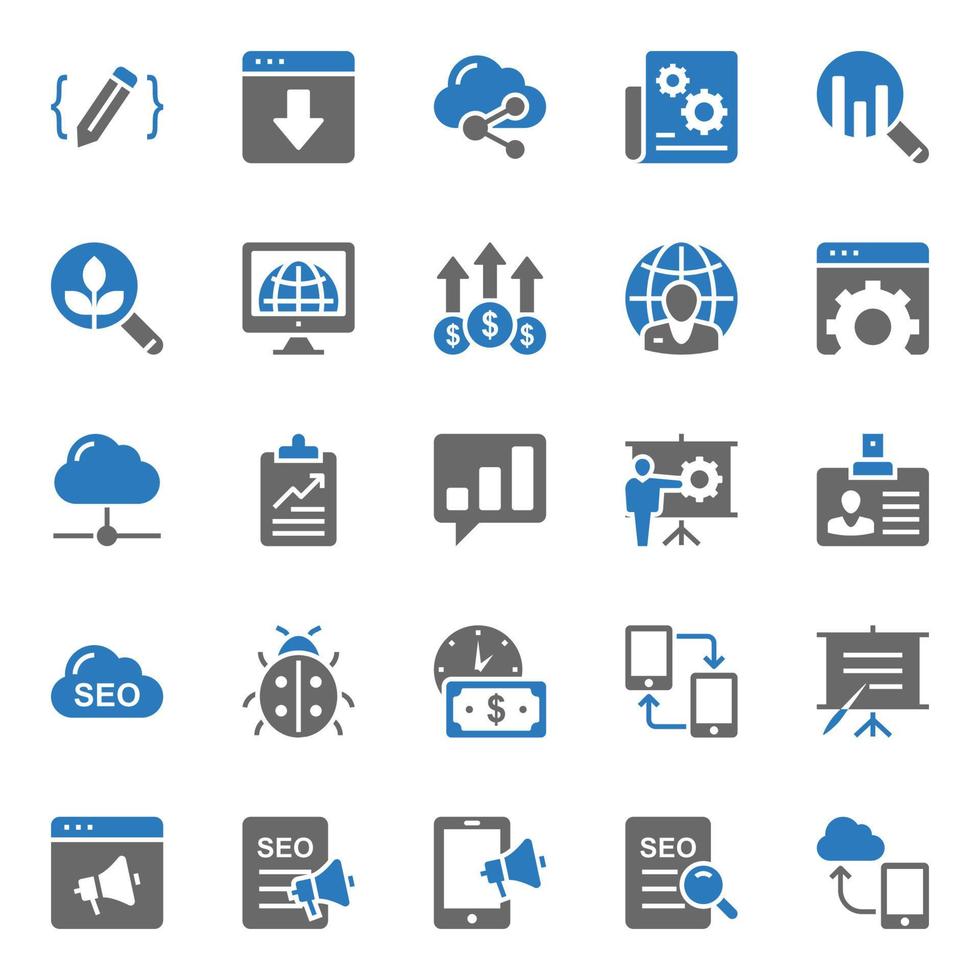 Two color icons for Seo and web. vector