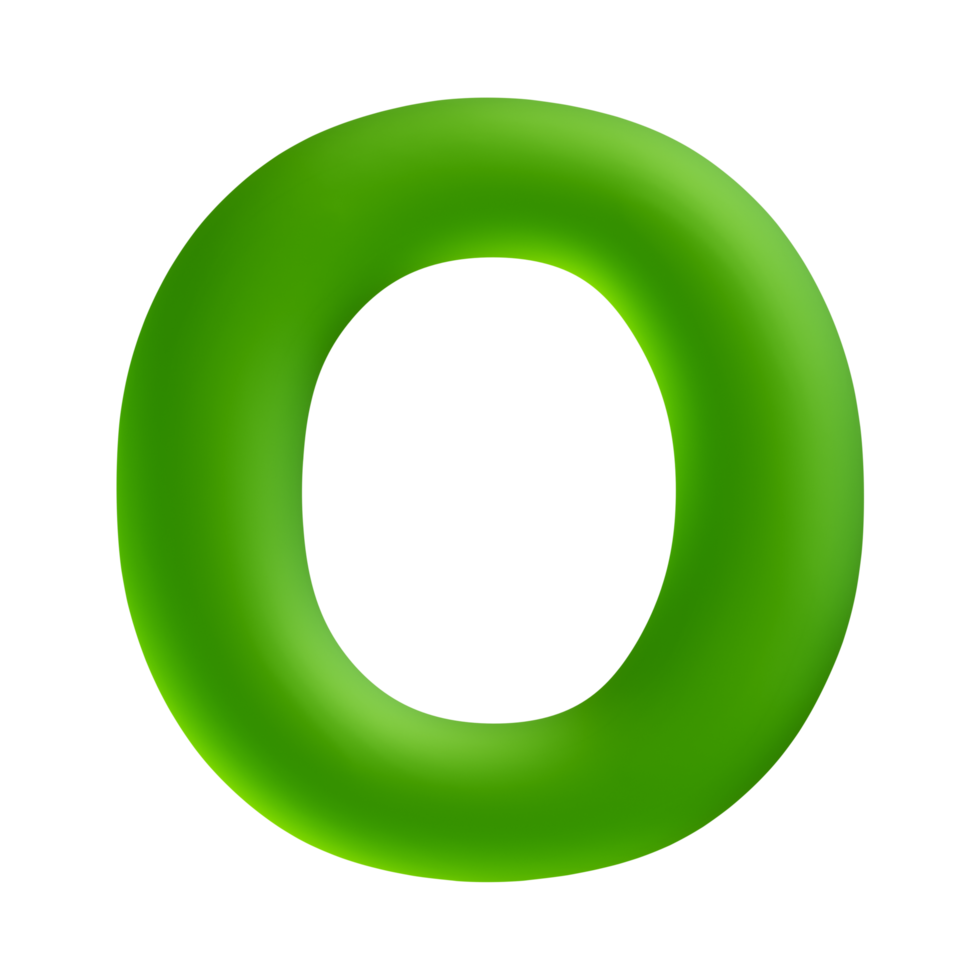 Alphabet letter o green 3d render png