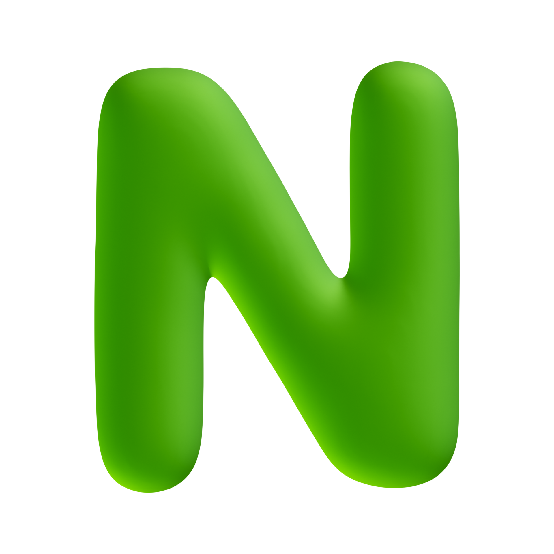 Alphabet letter n green 3d render 19776124 png