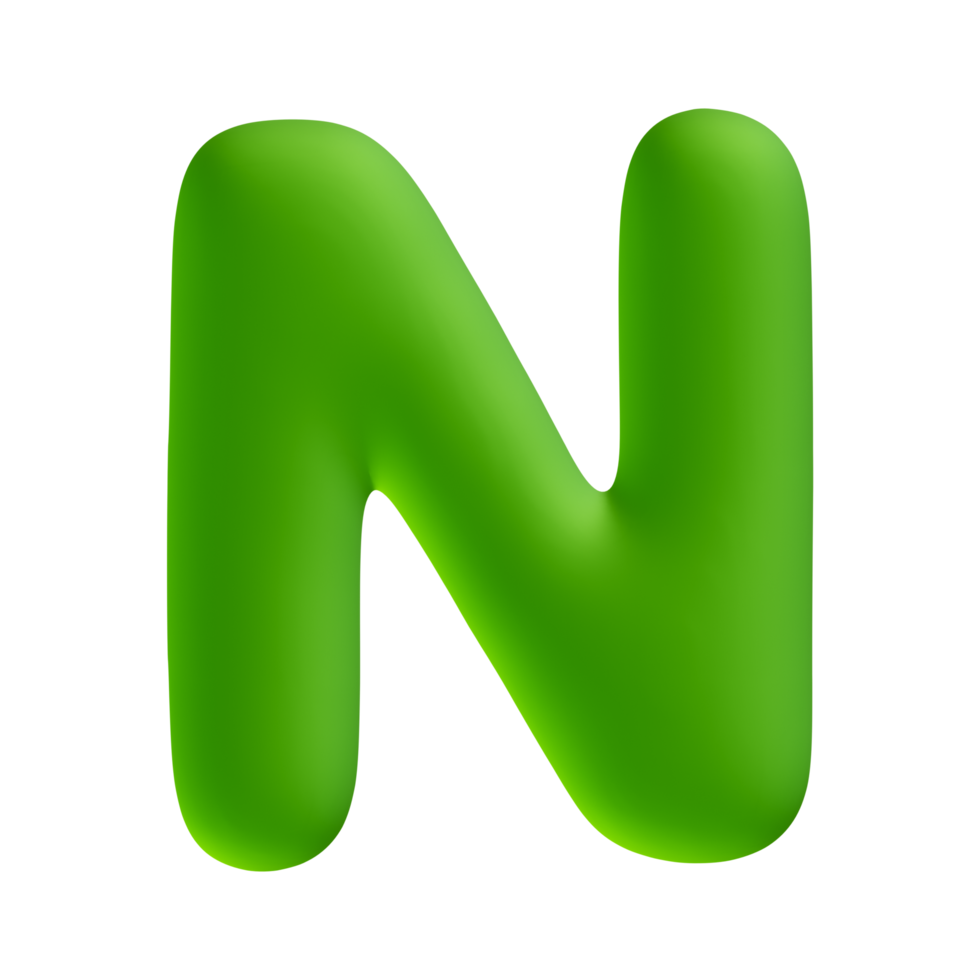 alphabet lettre n vert 3d rendre png