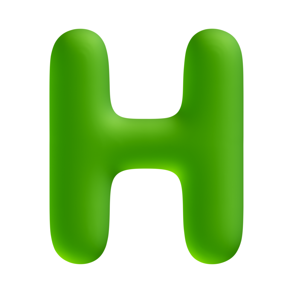 Alphabet letter h green 3d render png