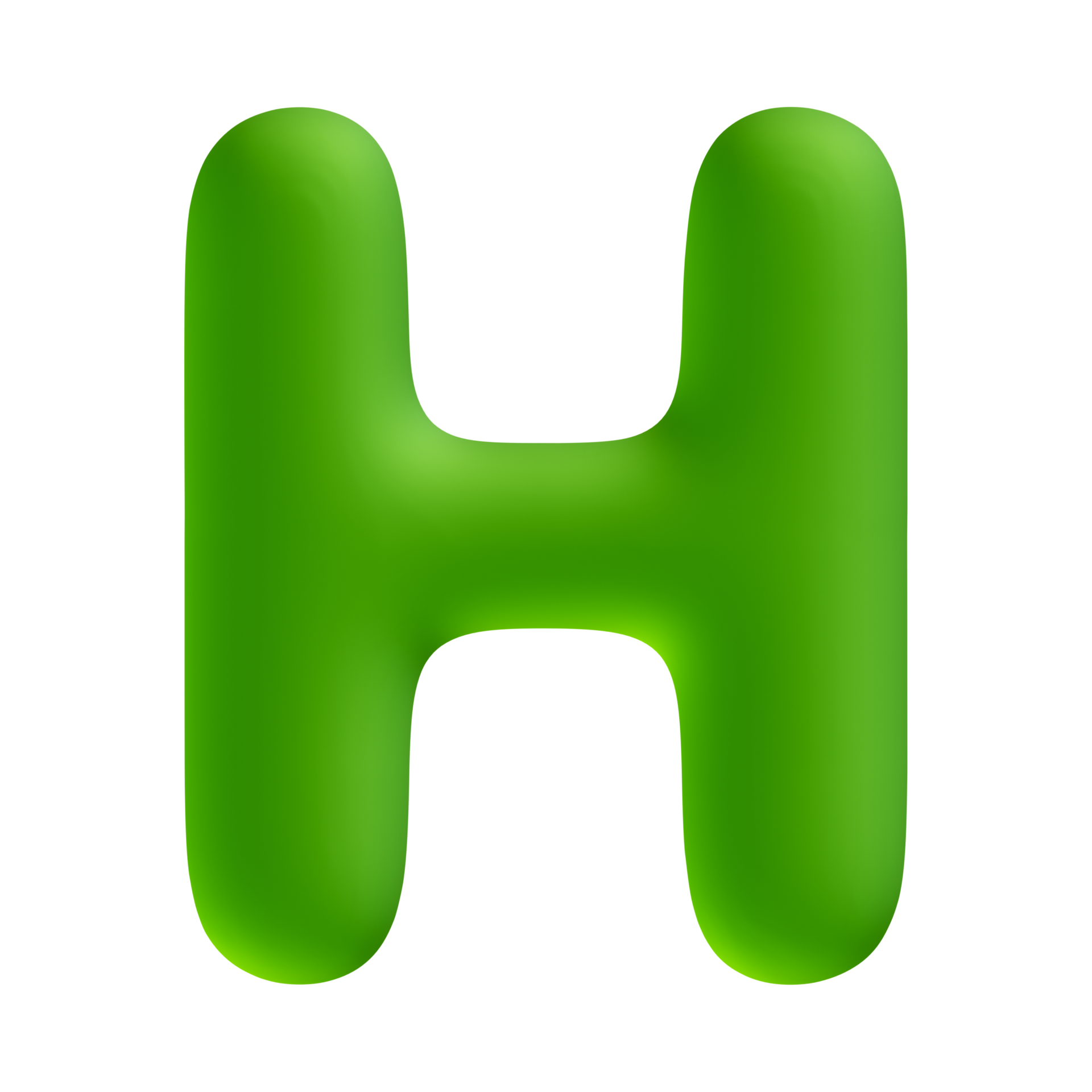 Alphabet letter h green 3d render 19776125 PNG