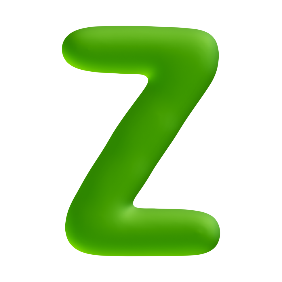 Alphabet letter z green 3d render png