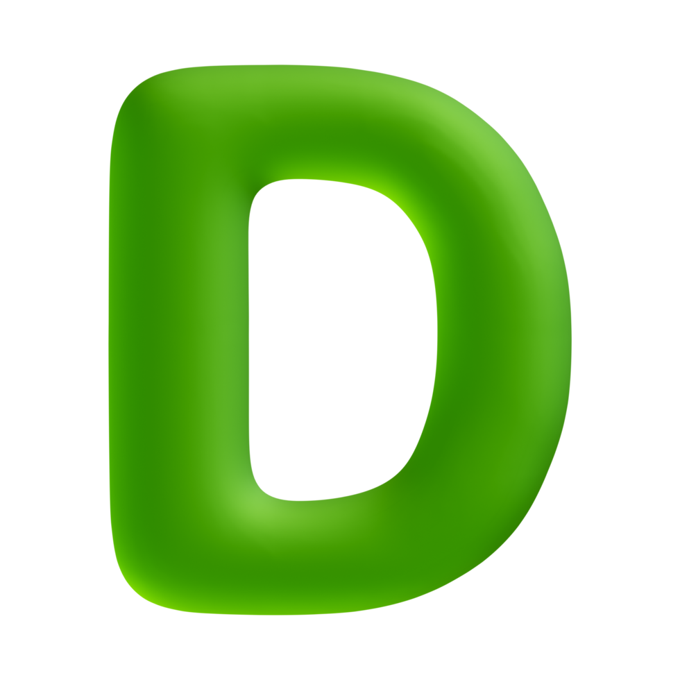 alfabeto letra re verde 3d hacer png