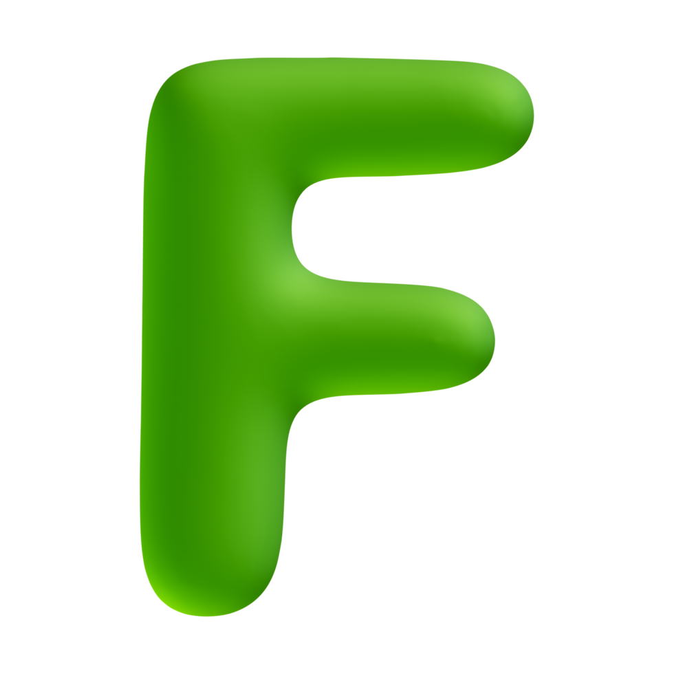 alfabeto lettera f verde 3d rendere png