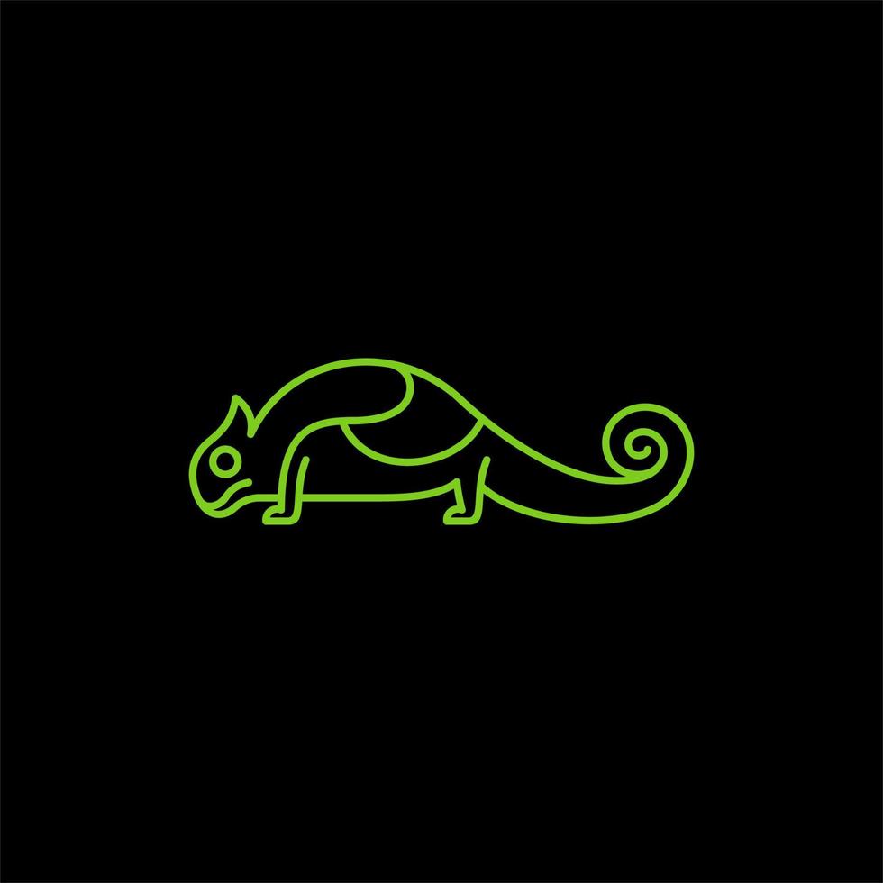 chameleon simple line creative logo design vector