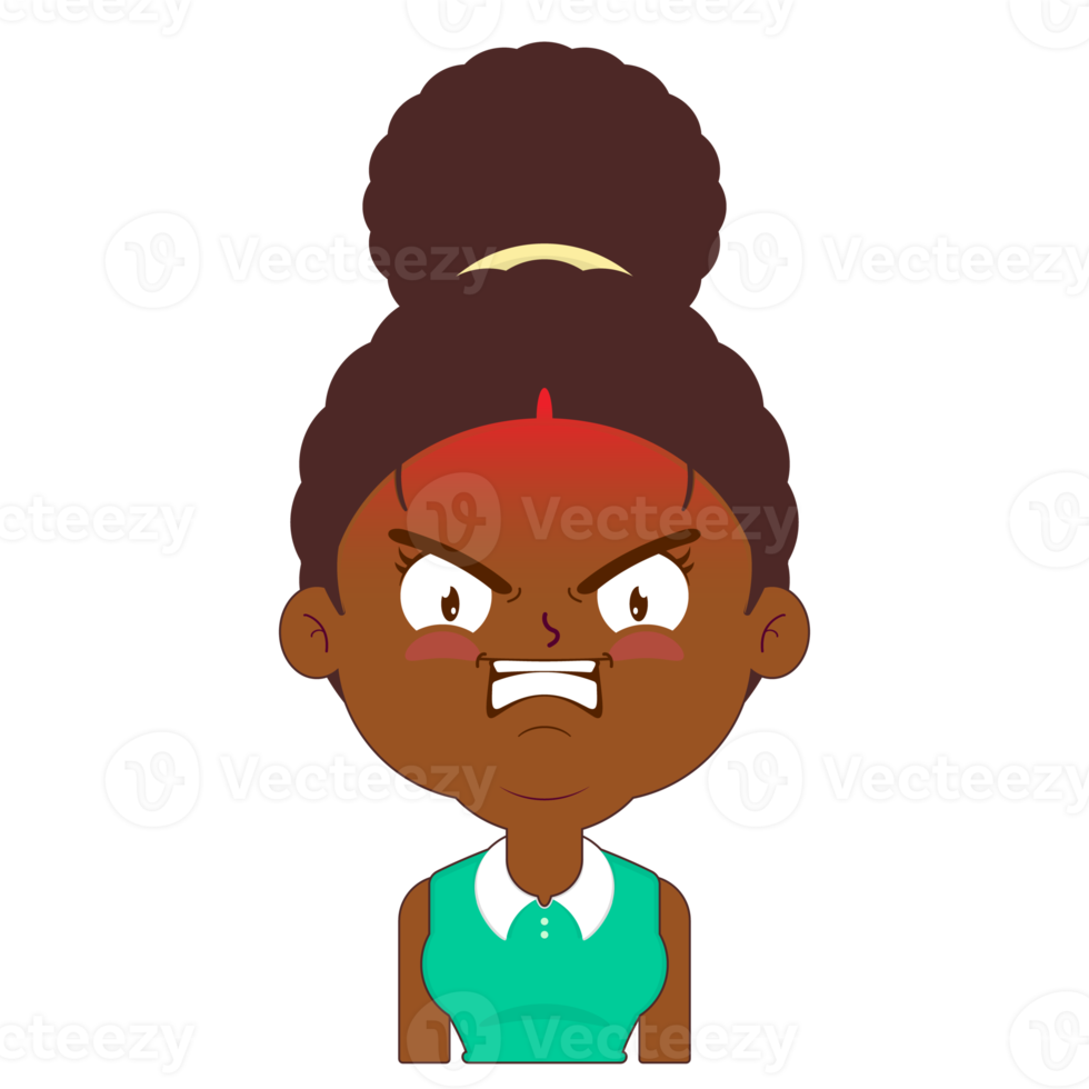 afro woman angry face cartoon cute png