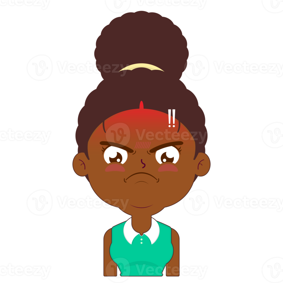 afro woman angry face cartoon cute png