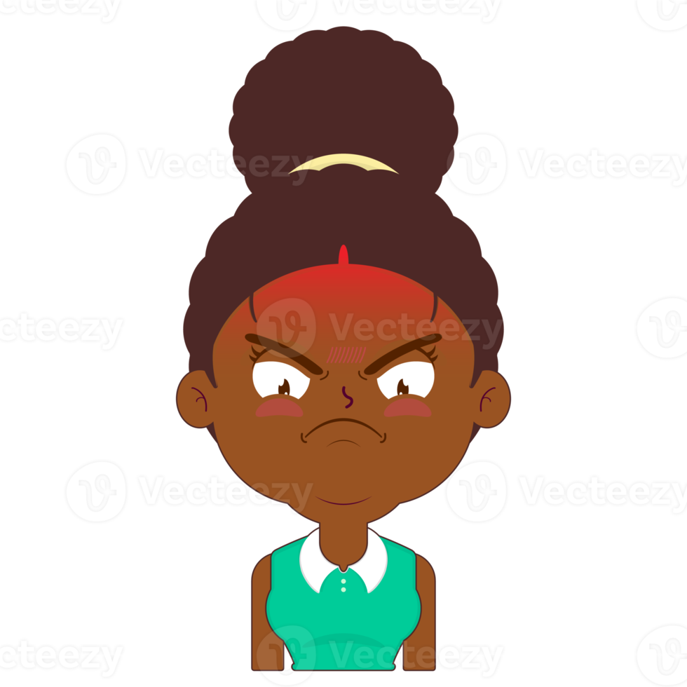 afro woman angry face cartoon cute png