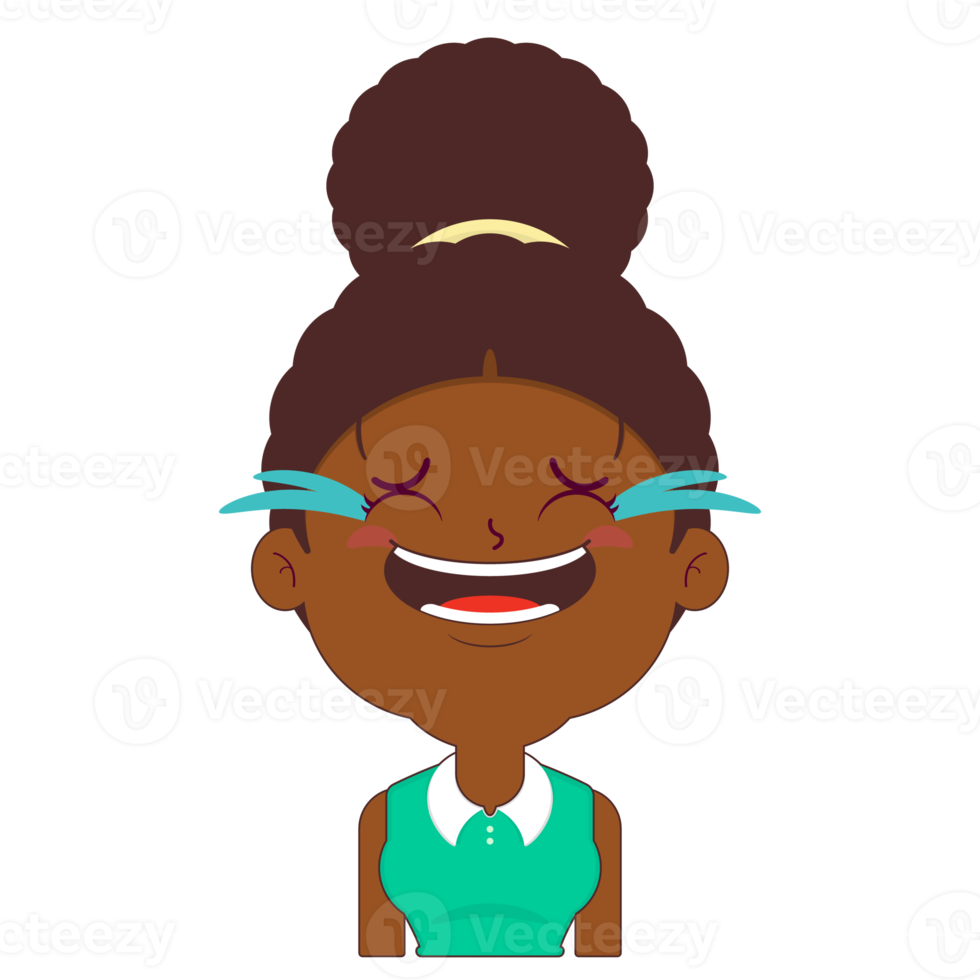 afro woman laughing face cartoon cute png