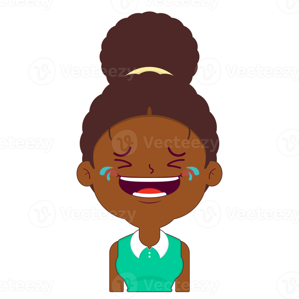 femme afro rire visage dessin animé mignon png