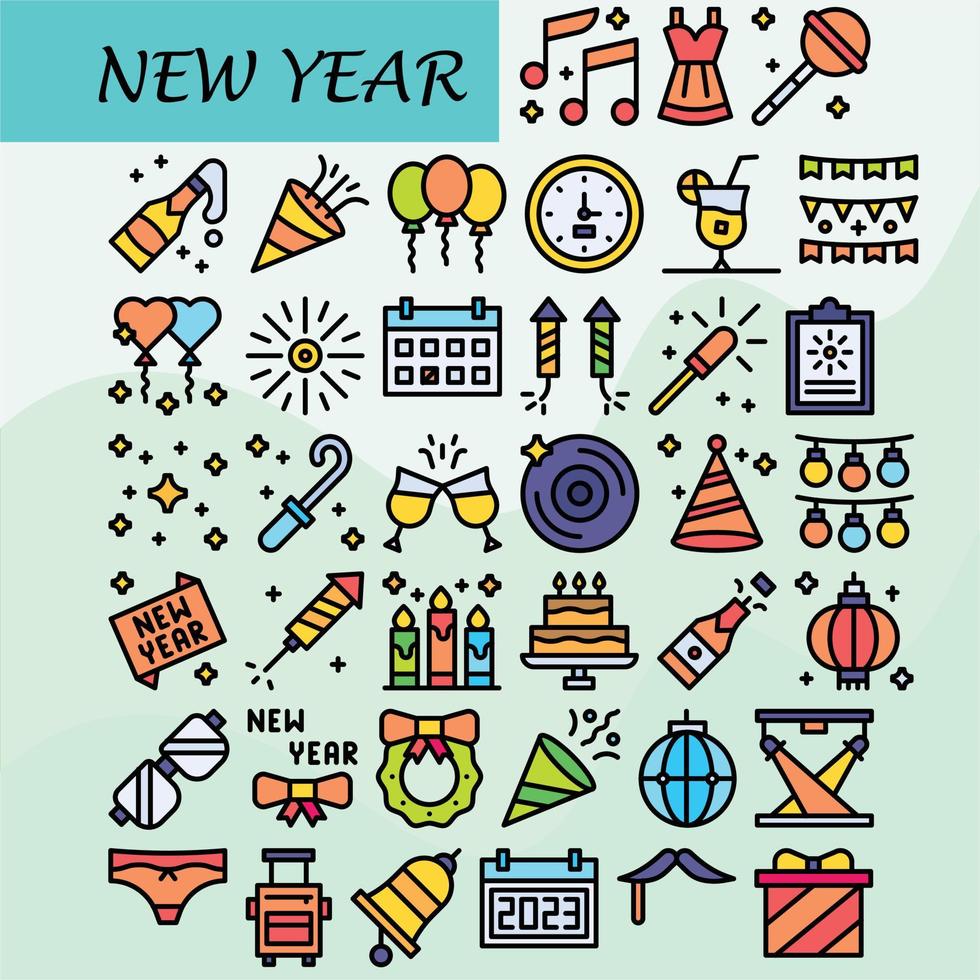 nuevo año icono paquete descargar para gratis vector