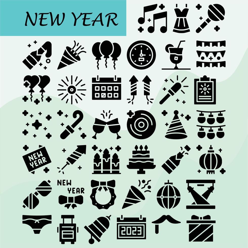 nuevo año icono paquete descargar para gratis vector