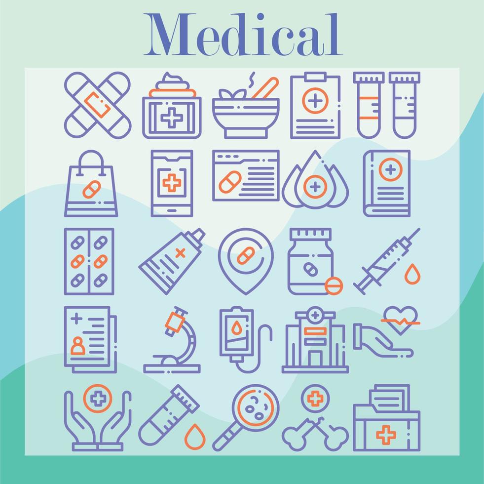 medical icons pack fils tablet hospital for download vector