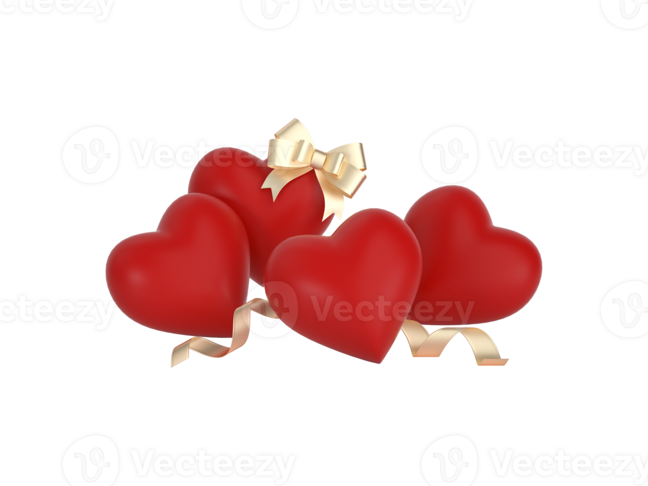 3D rendering red love elements png