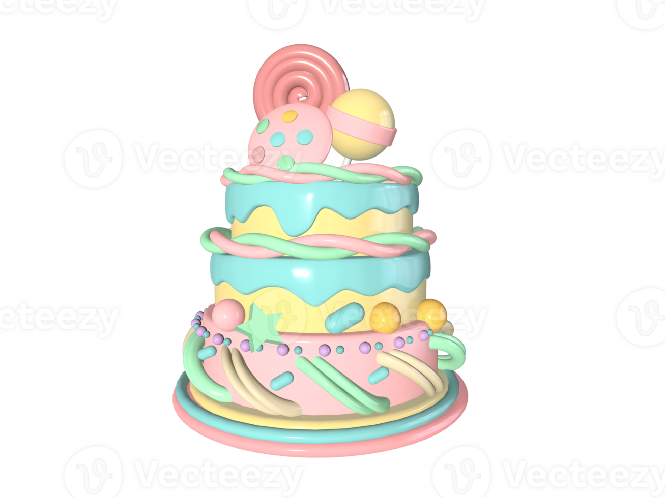 3d rendering cartoon cake element element png