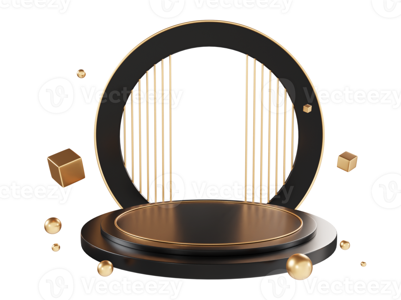 3d renderen zwart en goud Product Scherm staan elementen png