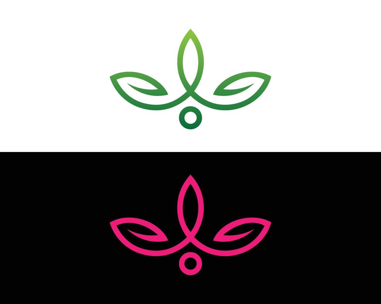 loto flor logo con hoja diseño resumen belleza spa símbolo modelo. vector