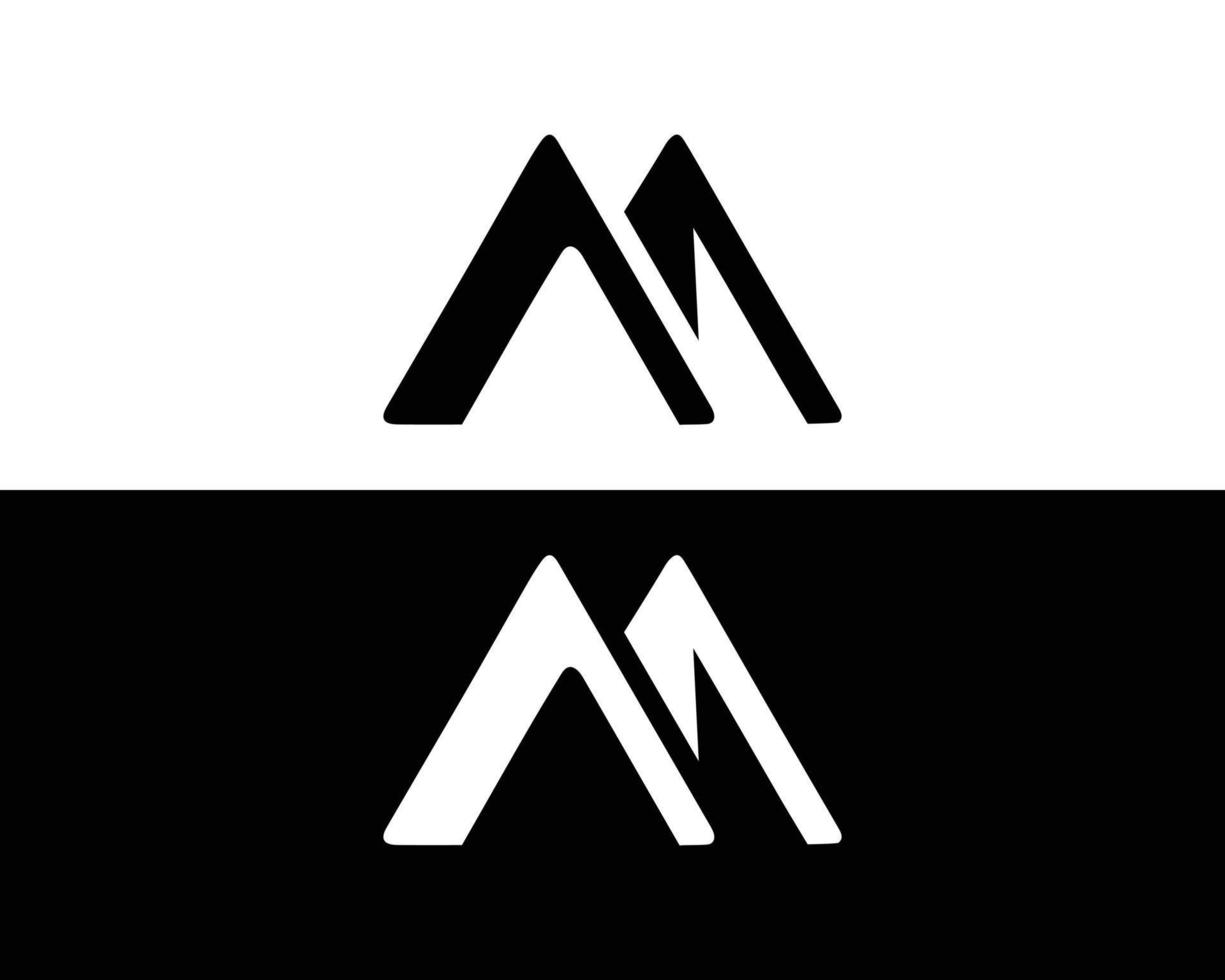 Letter M Logo Icon With Mountain Symbol Unique Design Vector Illustration.