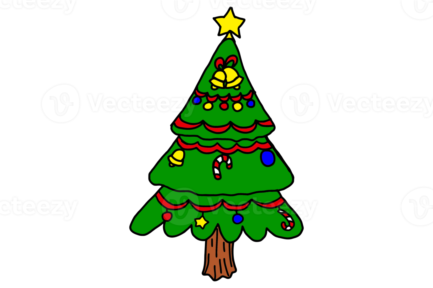 Fir Tree With Christmas Themed Decorations png