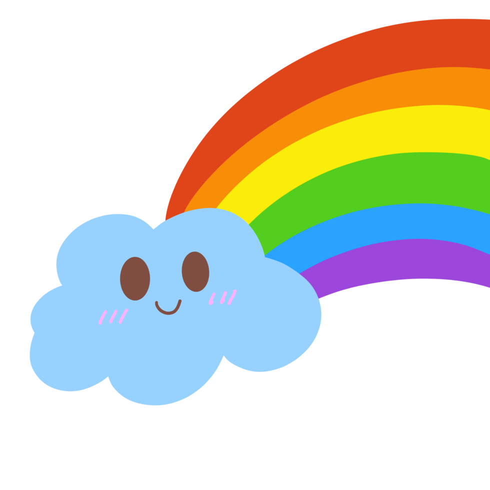 Cute smile cloud with rainbow png