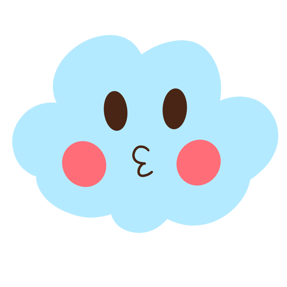 Cute little cloud with red cheek png