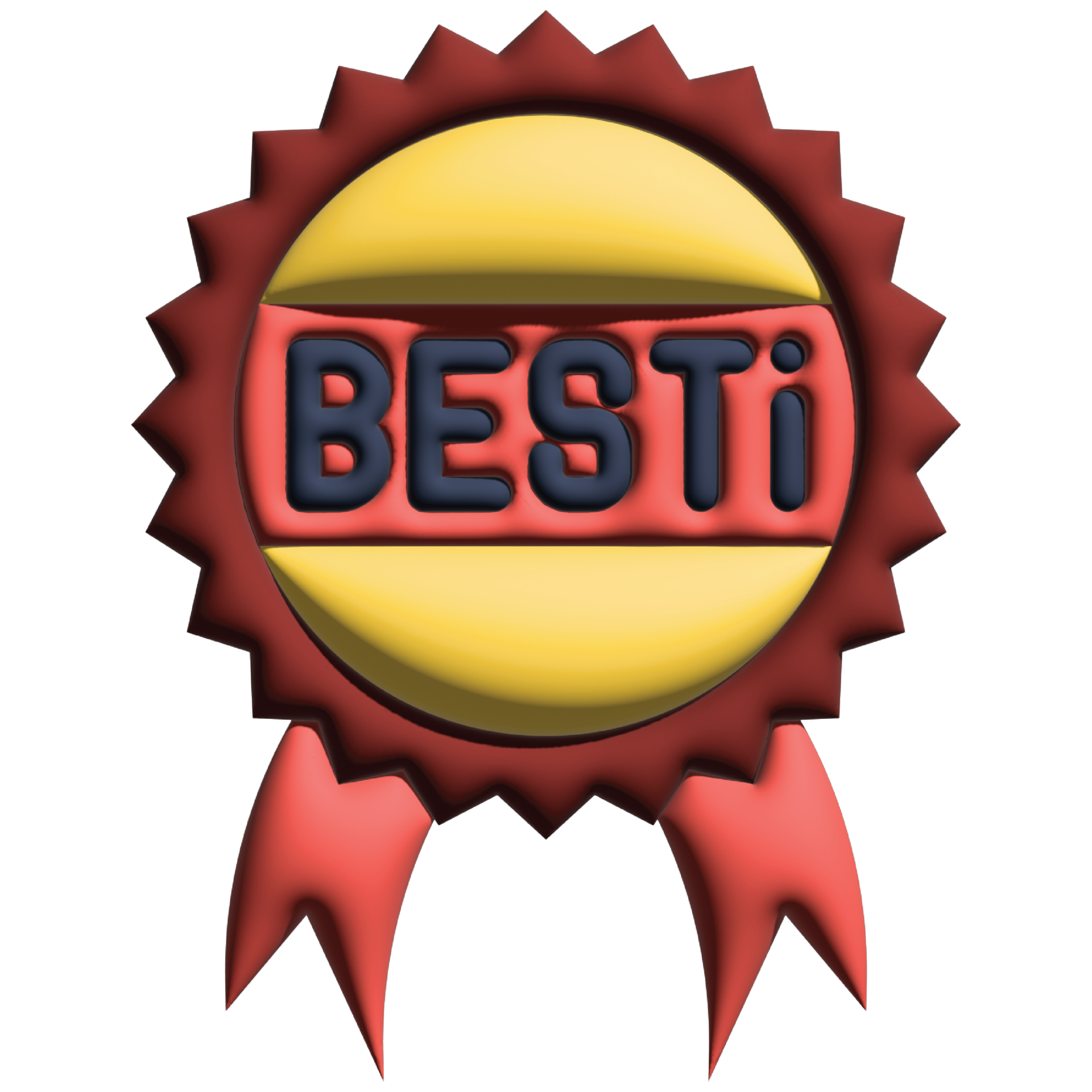 Golden best seller icon symbol sign with red ribbon transparent