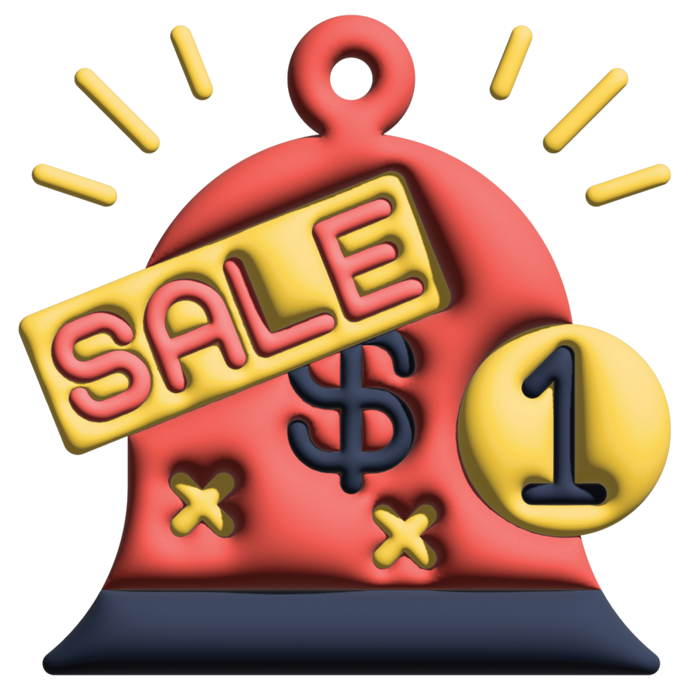 3D illustration notification in sale set png
