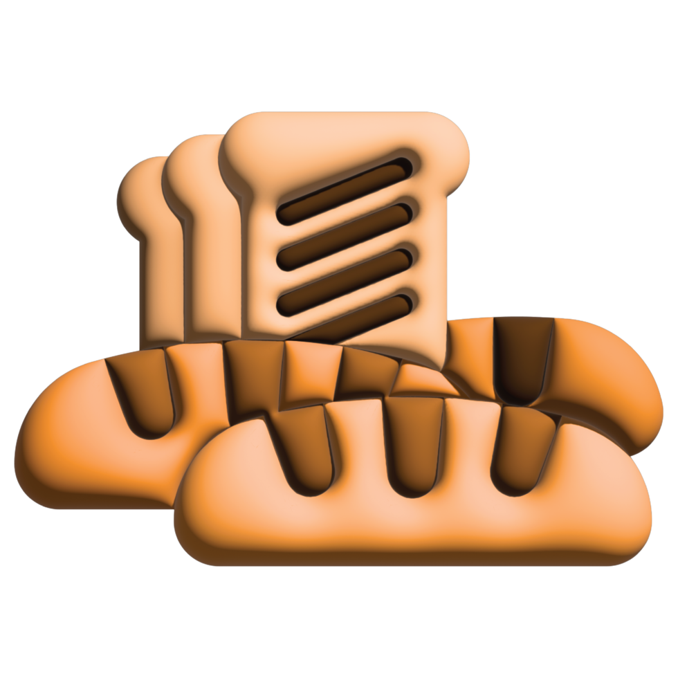 3D rendering  bread in easter set png
