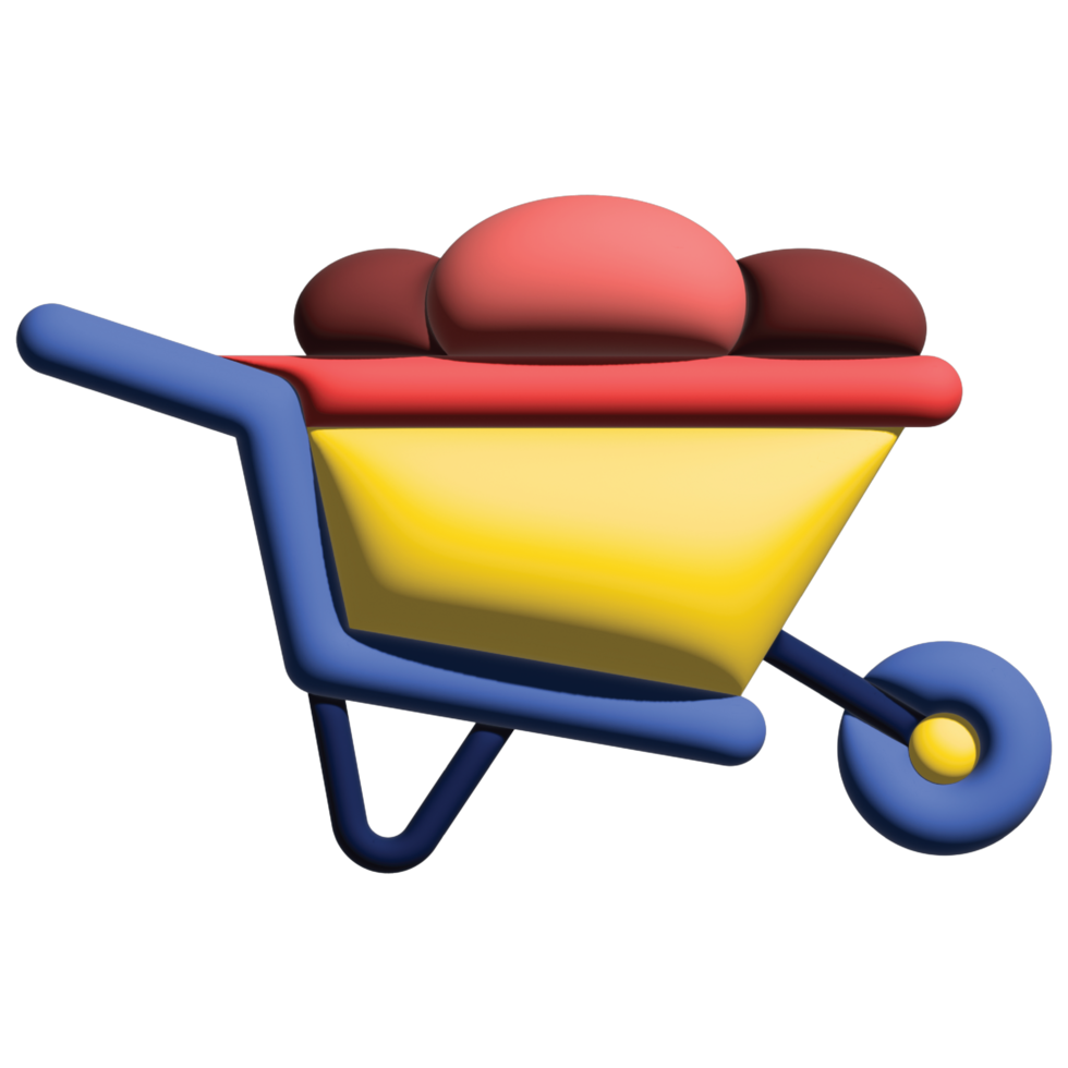 3D illustration wheel barrow png