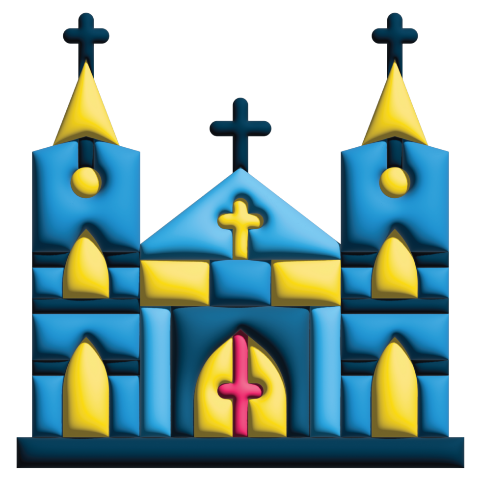 3d tolkning kyrka i påsk uppsättning png