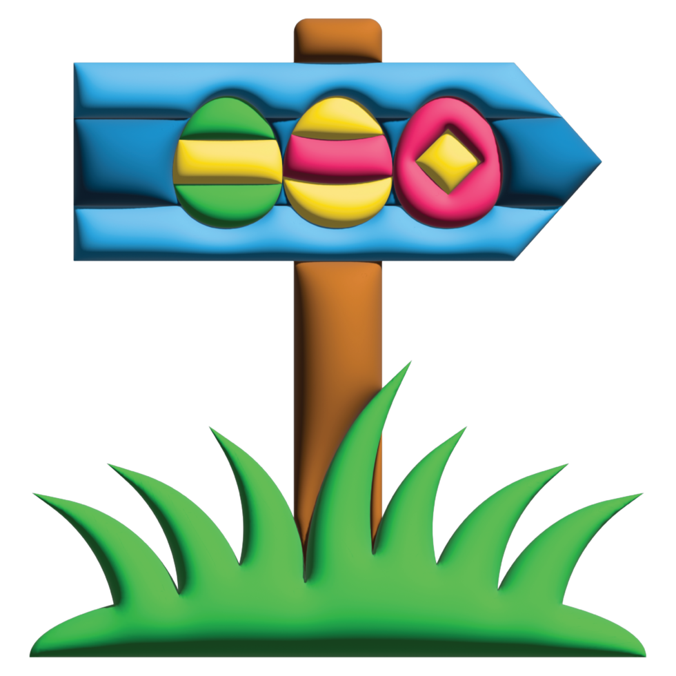 3D rendering easter direction in easter set png