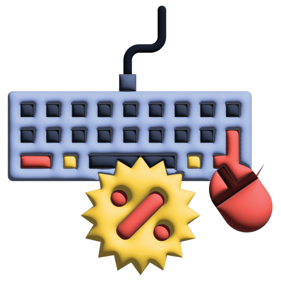 3D illustration keyboard and mouse in sale set png