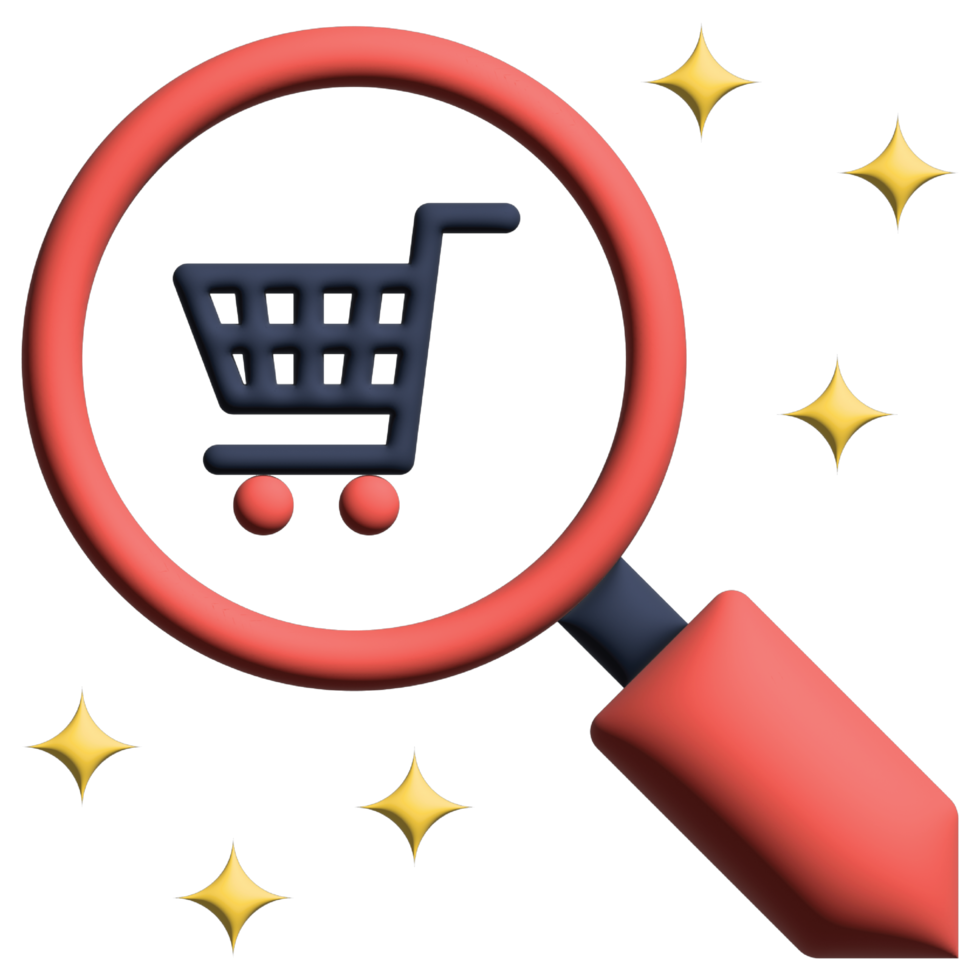 3D illustration search in sale set png