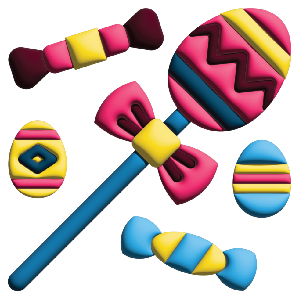 3D rendering  candy in easter set png
