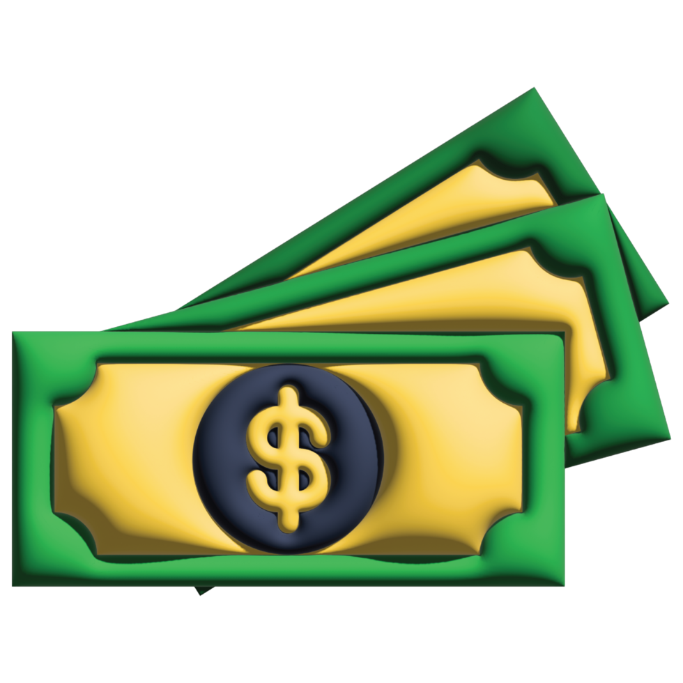 3D illustration cash payment in sale set png