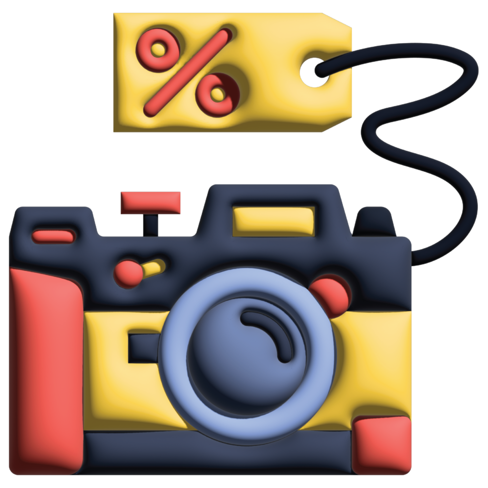 3D illustration camera in sale set png