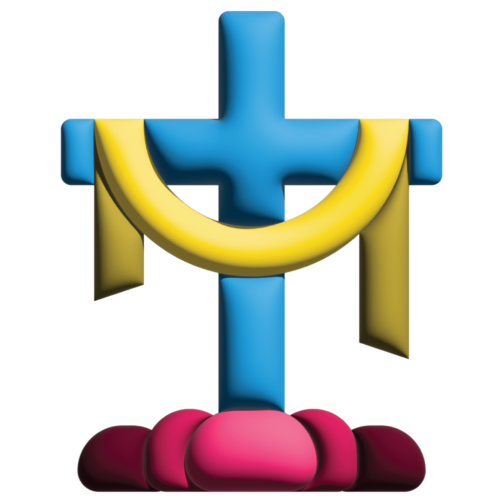 3D rendering  cross in easter set png