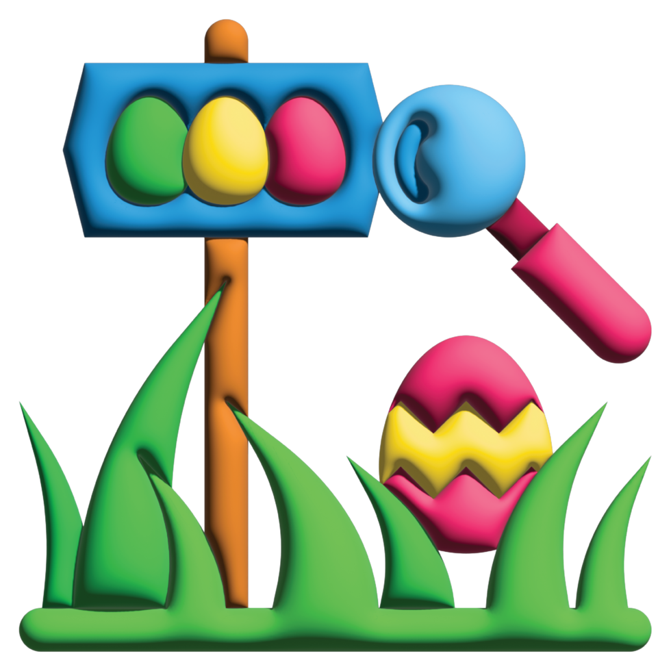 3D rendering  egg hunt  in easter set png