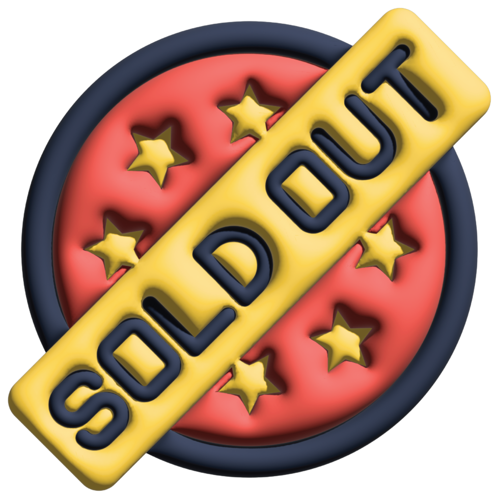 3D illustration sold out in sale set png