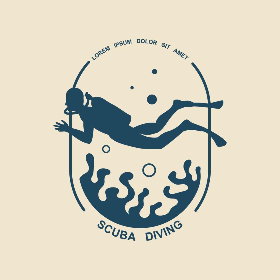 Scuba diving sport logo, under water, vector illustrator, silhouette, logo design. 19781879