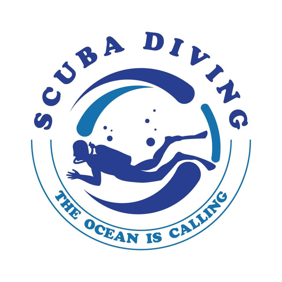 Scuba diving sport logo, under water, vector illustrator, silhouette, logo design.