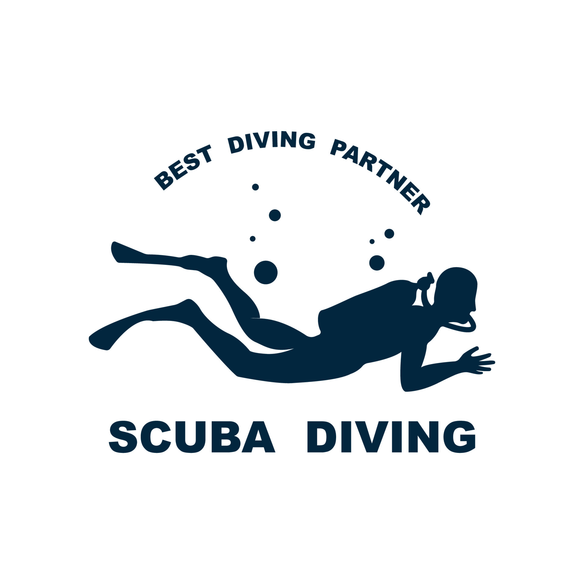 Scuba diving sport logo, under water, vector illustrator, silhouette
