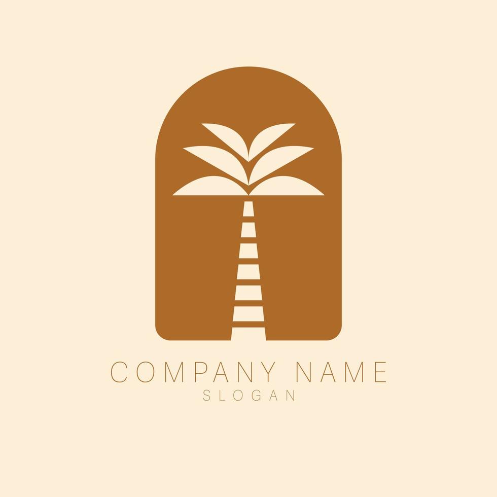 Bohemian logo design with palm tree. Flat tropical logo template. Luxury logotype. vector