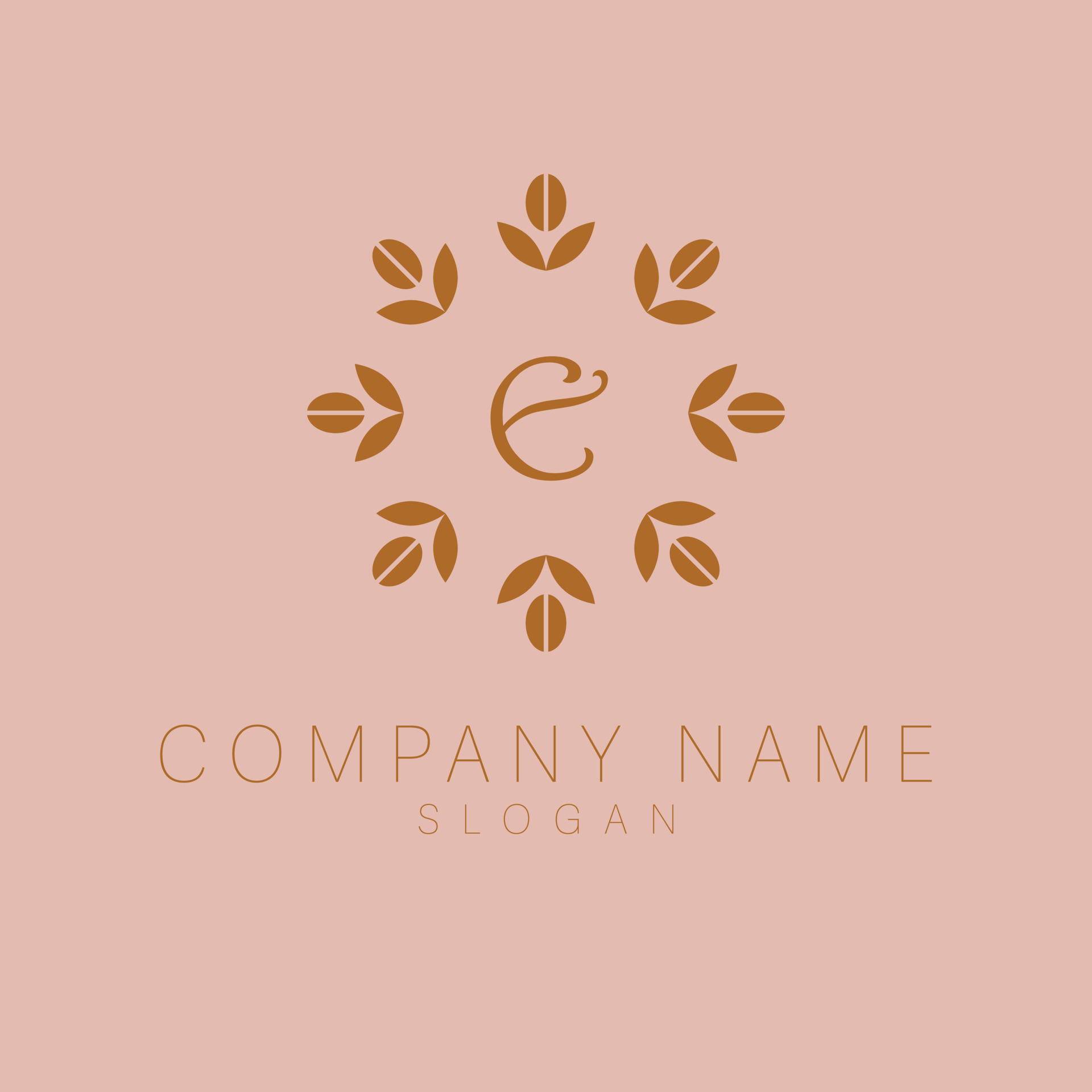 Coffee beans and leaves luxury logo template. Flat logo design for cafe