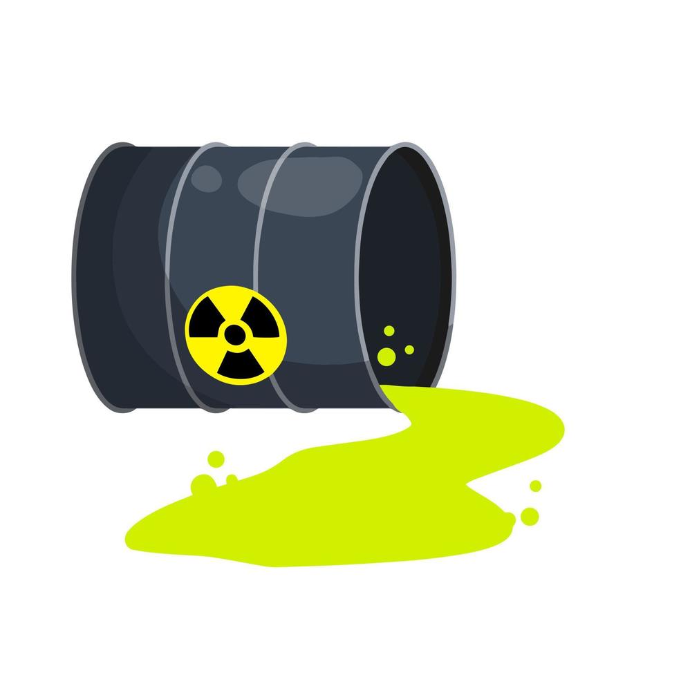 Problems of ecology and irradiation. Flat Hazardous tank. Industry and technology. vector