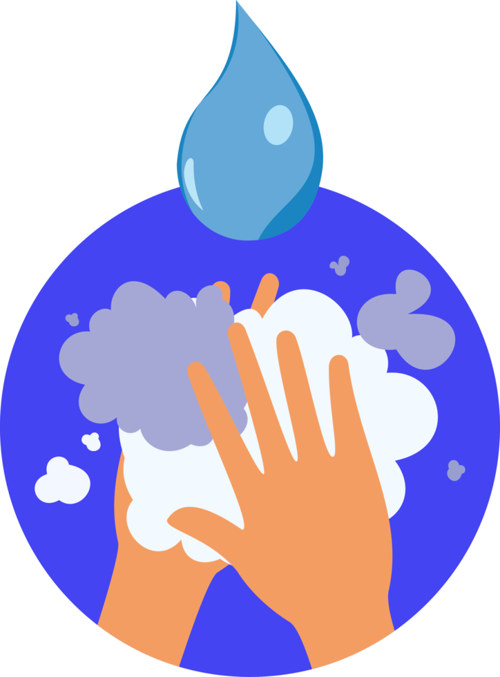 Illustration of washing hands with soap over running water. wash hands